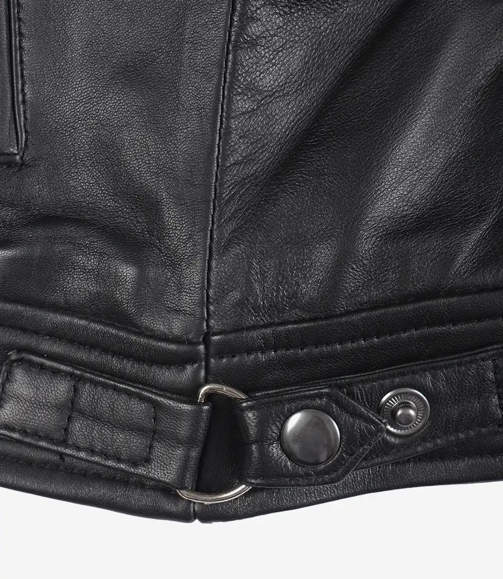 Women Black Quilted Cafe Racer Leather Jacket - Image 6
