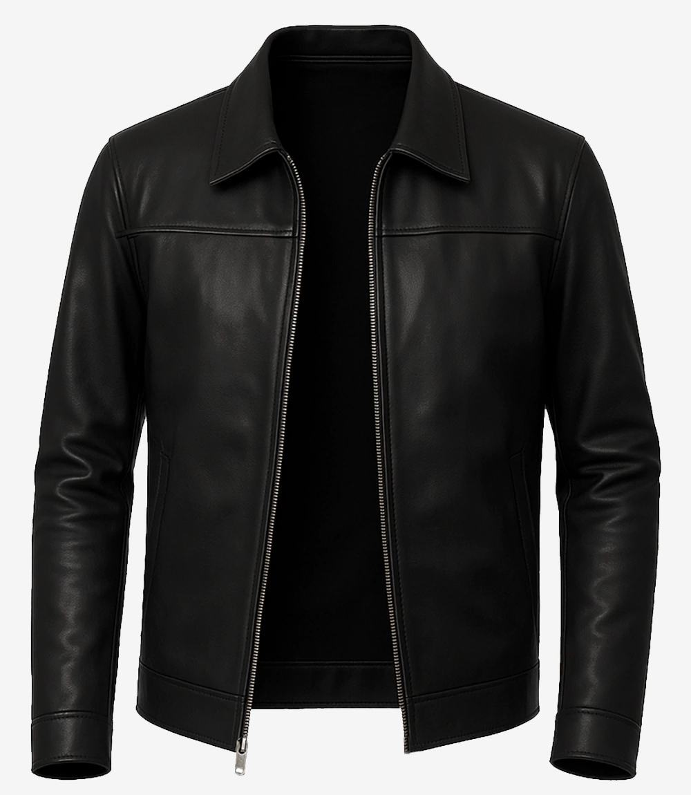 Mark Men's Black Harrington Lambskin Leather Jacket - Image 2