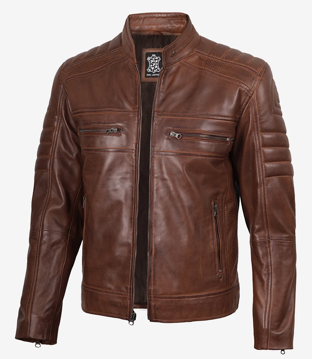 Brown Biker Jacket Men
