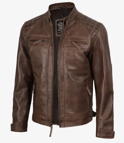 Chocolate Brown Cafe Racer Men's Leather Jacket