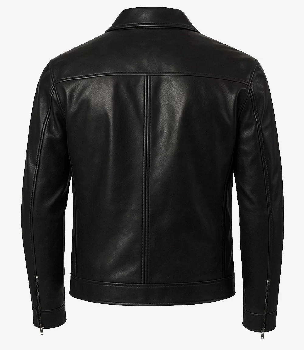 Mark Men's Black Harrington Lambskin Leather Jacket - Image 3