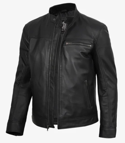 Bickford Men's Black Real Leather Biker Jacket