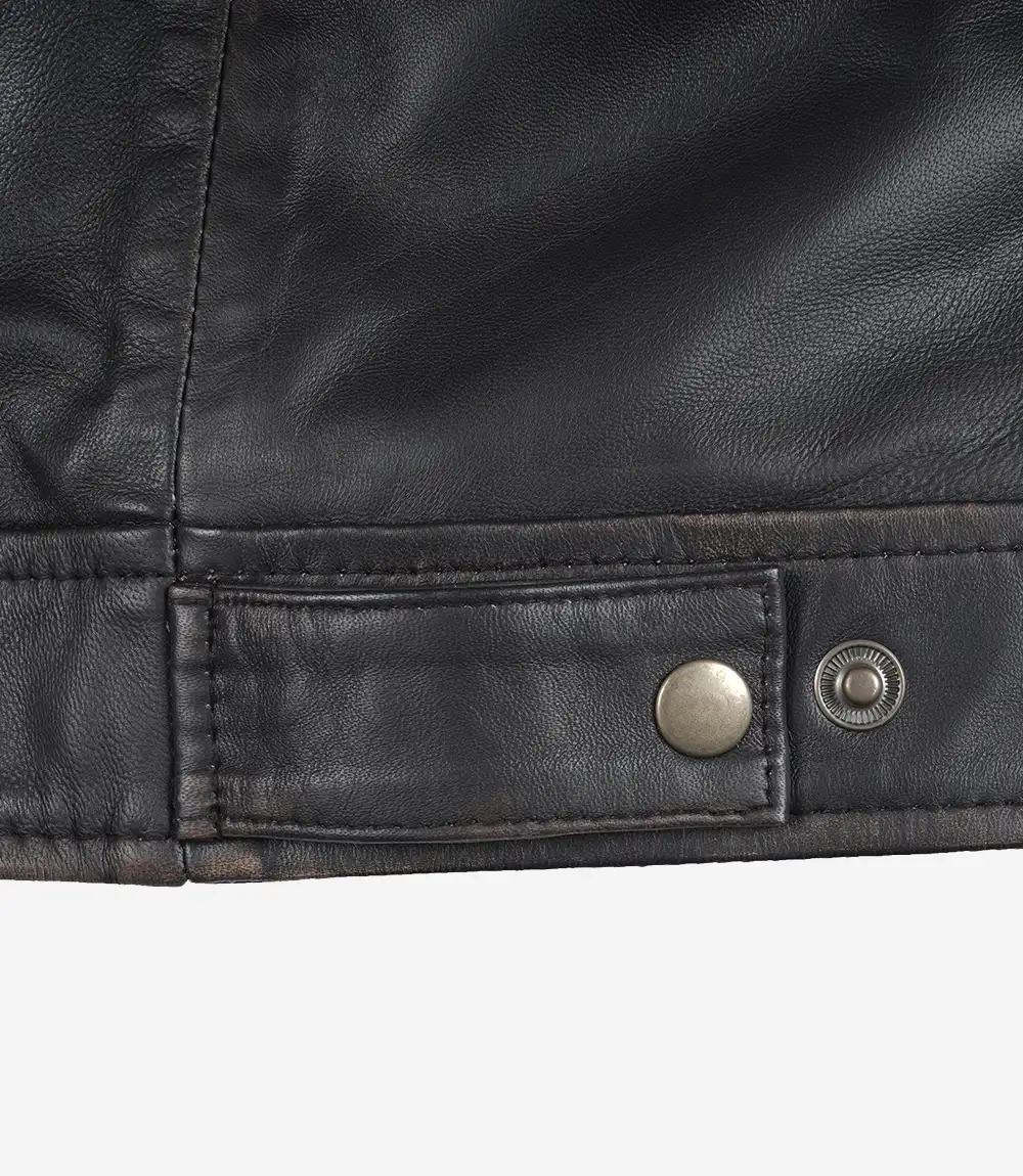 Men's Vintage Dark Brown Rub Off Leather Jacket - Image 6
