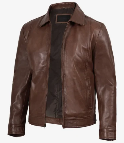 Reeves Men's Harrington Brown Real Leather Jacket