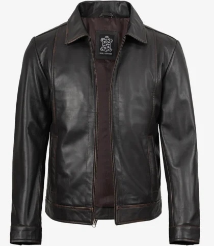 Men's Vintage Dark Brown Rub Off Leather Jacket
