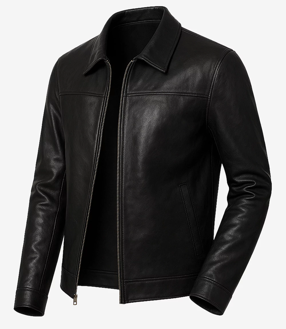 Shirt Collar Leather Jacket